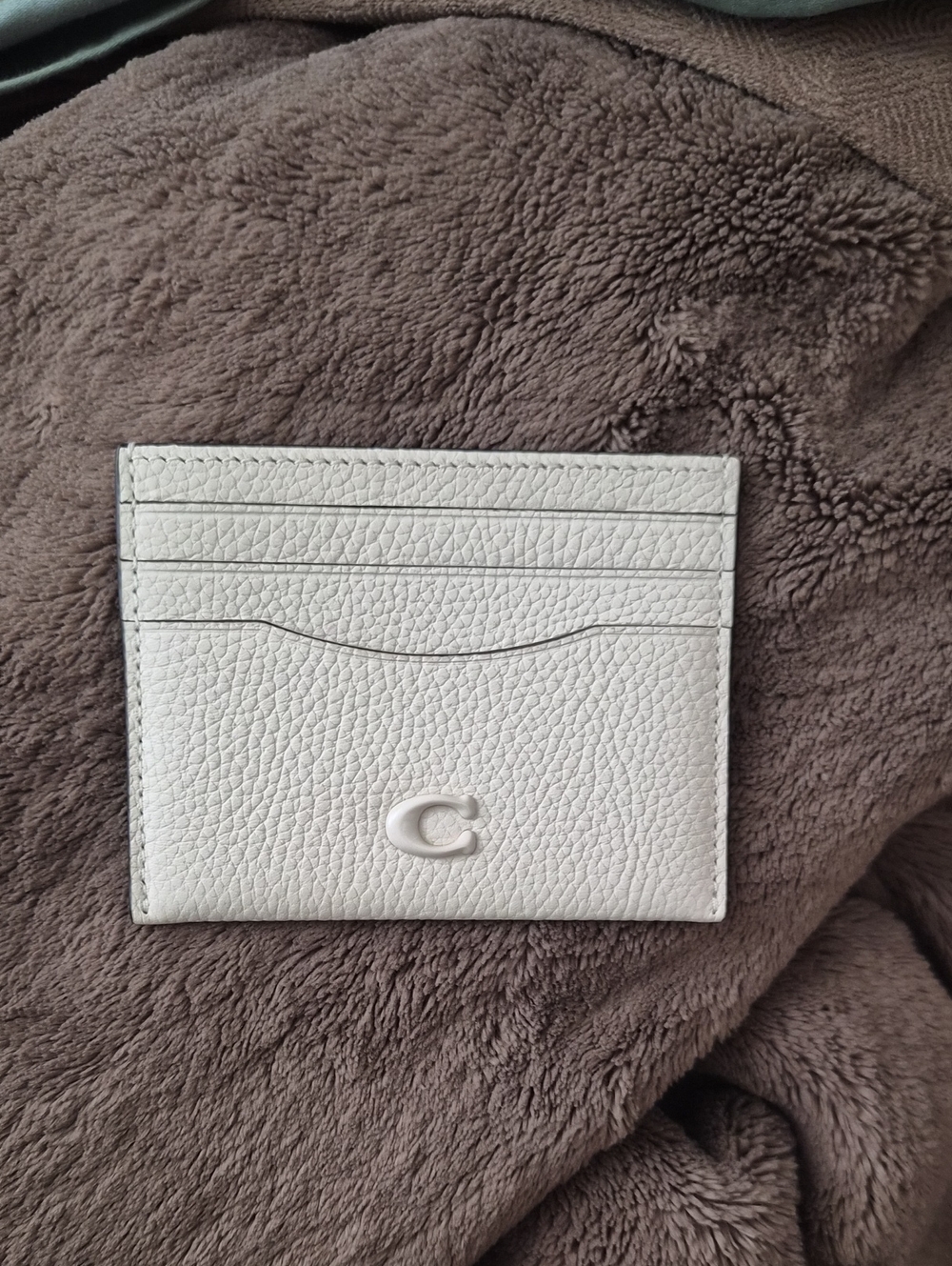 Coach Leather Card Holder in White – Accessories